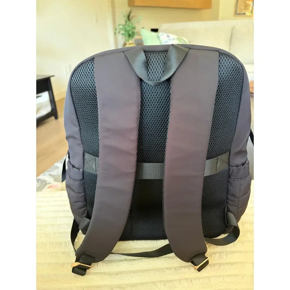 NWT Hobby Lobby The Spring Shop Black Quilted Backpack Gold Hardware Puffer Bag